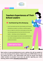 Teachers Experiences of Their School Leaders - 24LCSP62 (Facilitator Orla Dempsey)